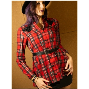 Camisa larga, tipo vestido, tartan y terciopelo. Estilo pin-up, alternative, country.