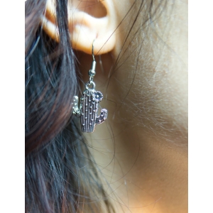 Pendientes con forma de cactus, alternative, ligeros, en acero.