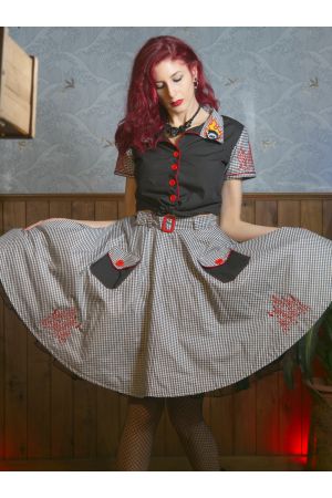 Falda de rueda acampanada Rockabilly "No Fuego no Party"