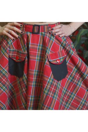 Falda de tartán de rueda y acampanada Pin-up "Duff Punk"