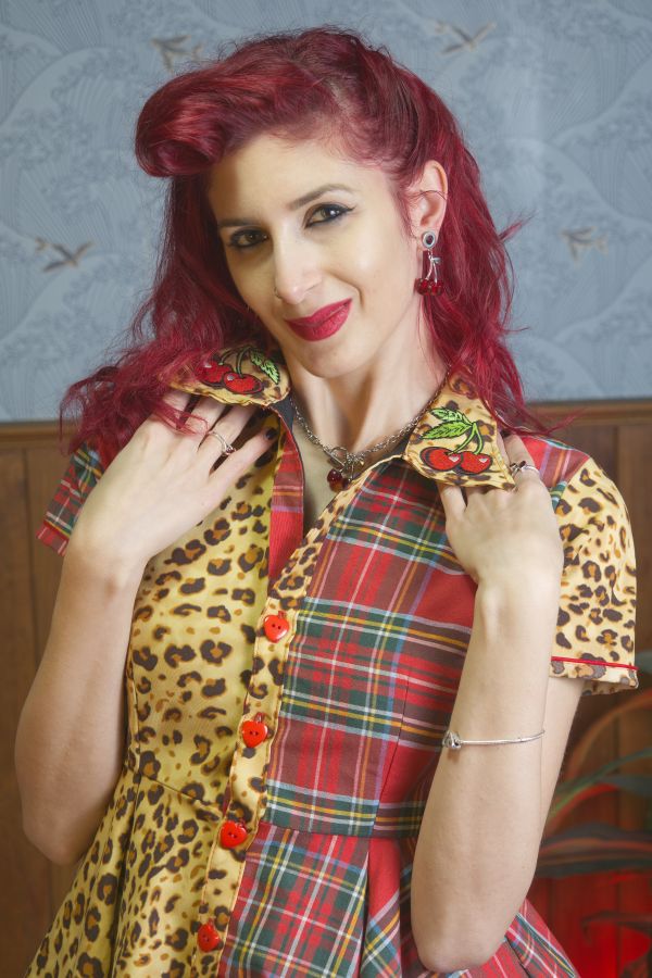 Vestido camisero Rockabilly leopardo bordado "Sweet Radical Mix"