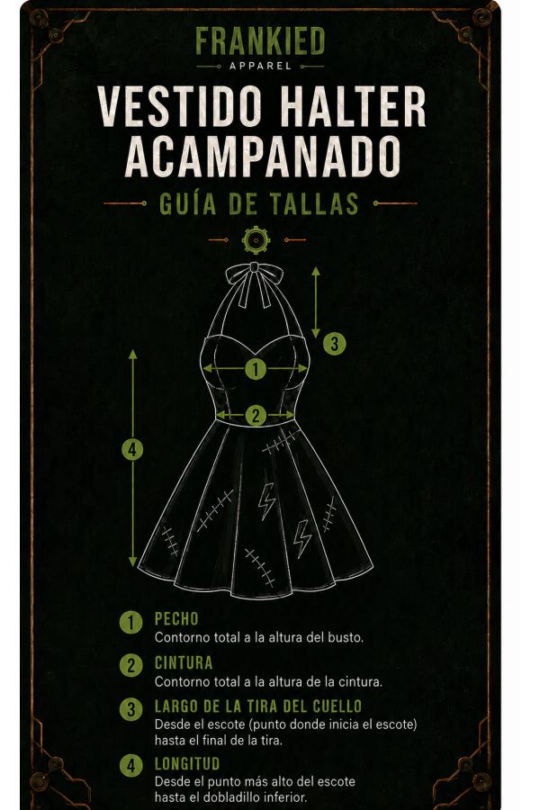 Vestido halter Rockabilly Hot Rod negro/vichy "Go Far with no Fog"