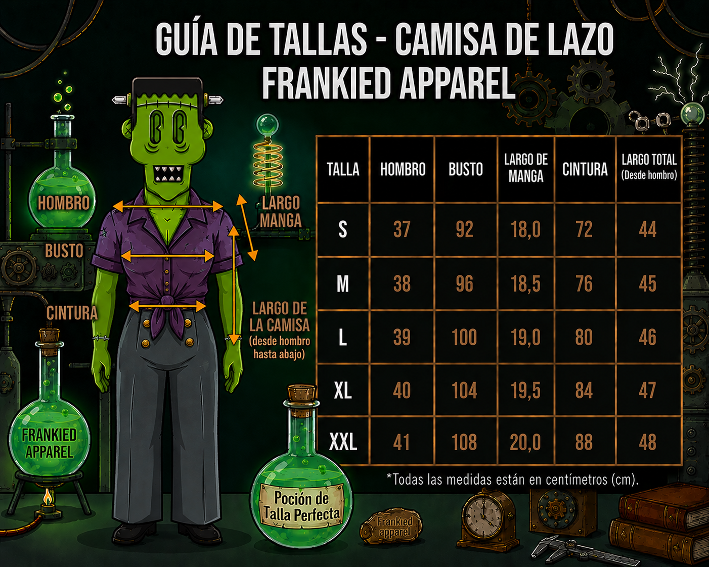 guía tallas top camisa lazo